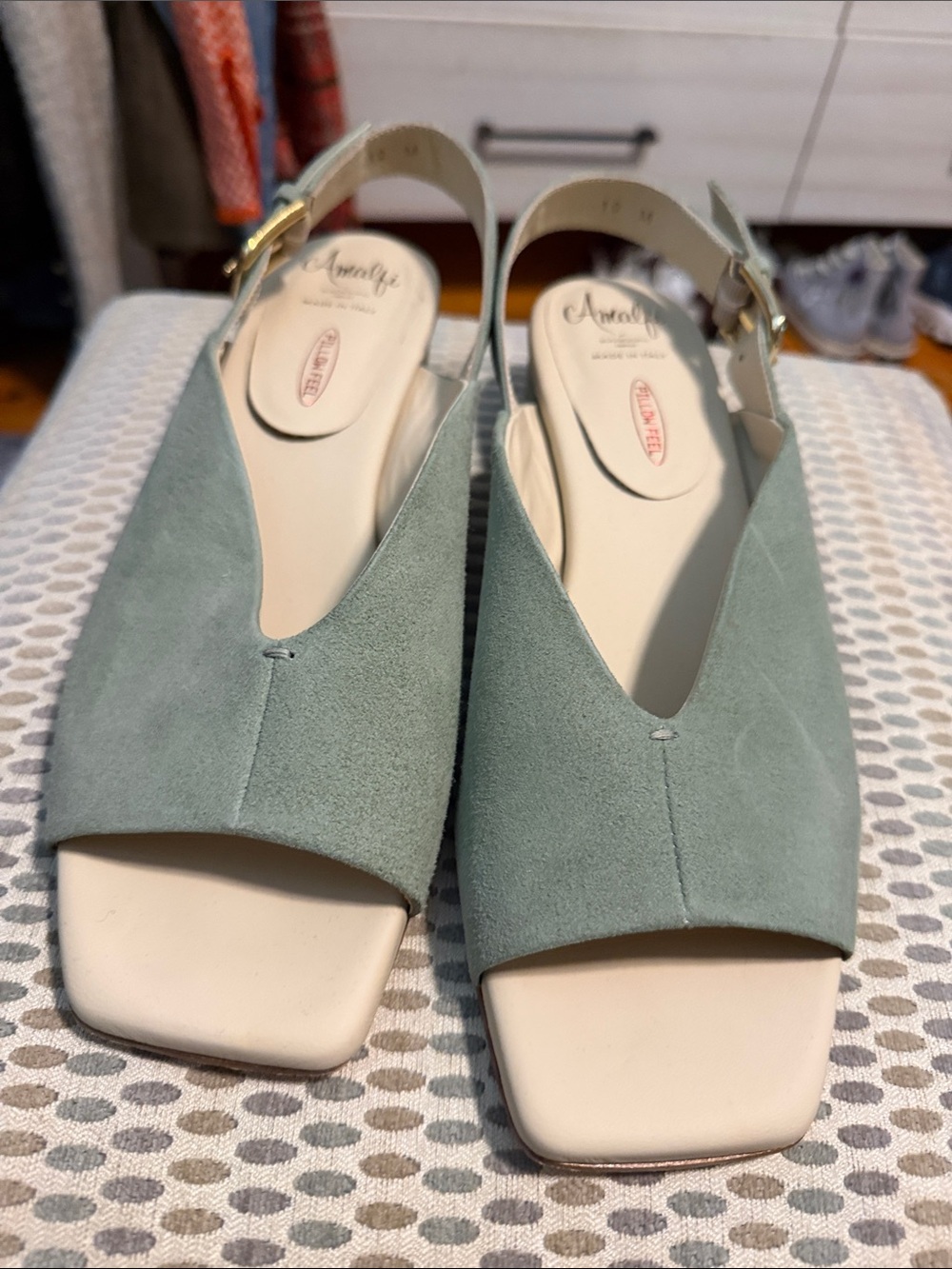 Amalfi Sage Green Suede Slingback Sandals